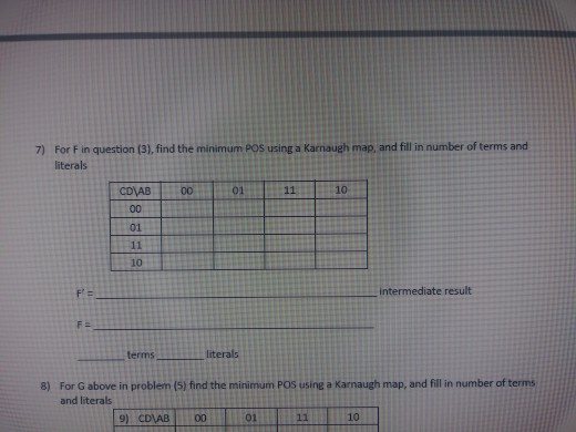 H, and find the minimum number of terms and lIiterals CAB 01