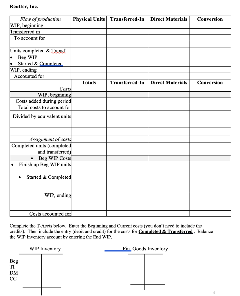 process costing. The companys product goes through two processing departments Etching and