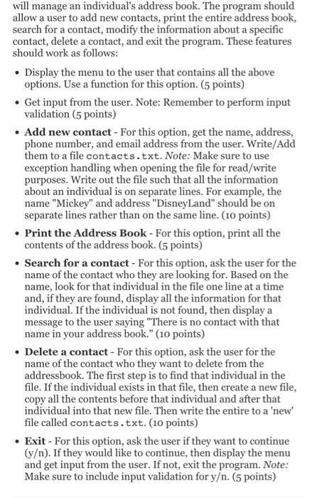  please use input/output files and also use exceptions will manage an