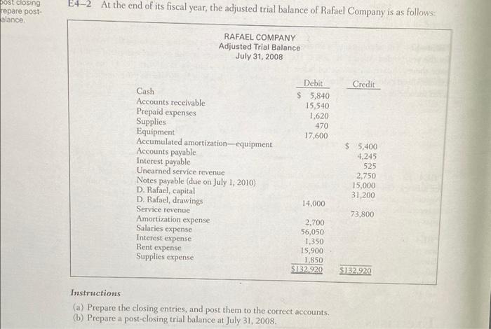  I need question E4-6 answered quick please post closing repare post-