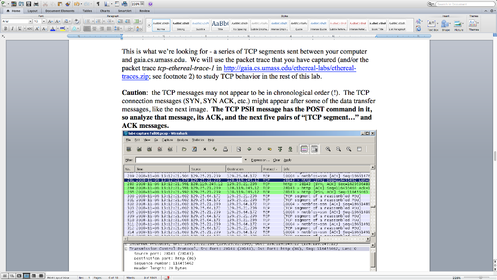 five reassembled packets it cites in the example in section 1, the