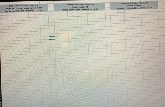 used). You will be keeping track of the costs incurred to manufacture
