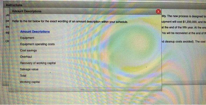 Schedule of Cash Flows NPV Calculation Instructions Jonathan Butter, process engineet, knows