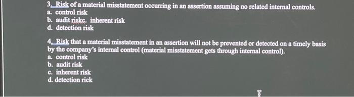  3. Risk of a material misstatement occurring in an assertion assuming
