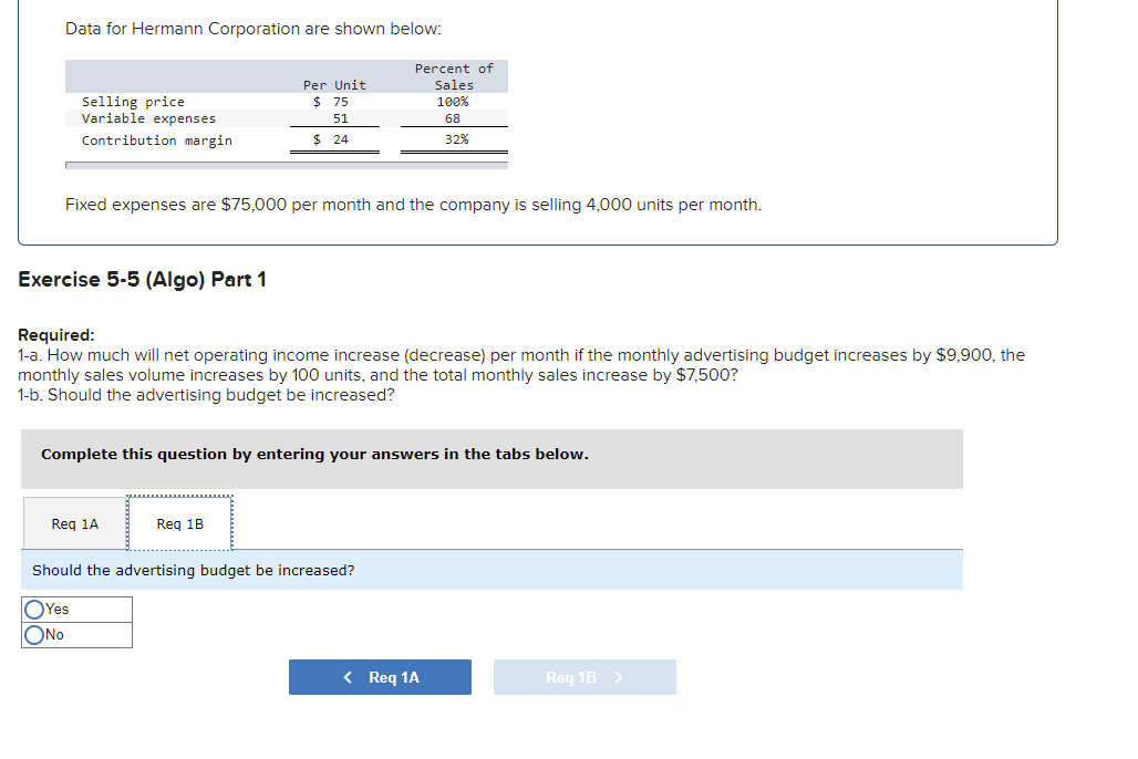 Contribution margin Per Unit $ 75 51 $ 24 Percent of Sales
