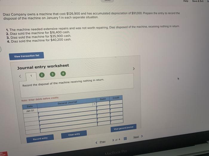  Help Save & EN Diaz Company owns a machine that cost