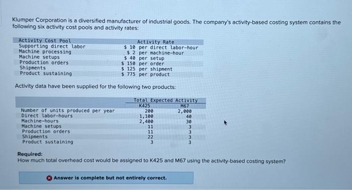  How much total overhead cost would be assigned to K425 and