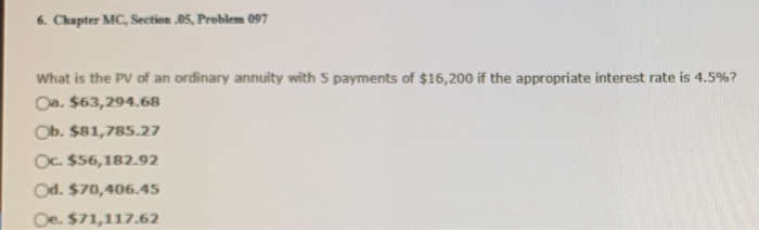  6. Chapter MC, Section 05, Problem 097 What is the PV