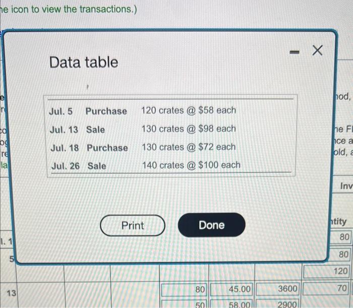  e icon to view the transactions.) Data table Exercise Planet began