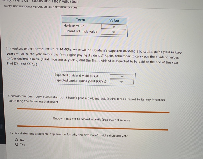 now. She expects Goodwin to pay a $4.0000 dividend at that time