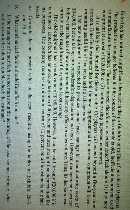  EnterTech has noticed a significant decrease in the profitability of its