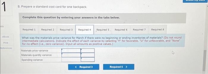 zero variance). Input all amounts as positive values.) 8. Prepare a standard