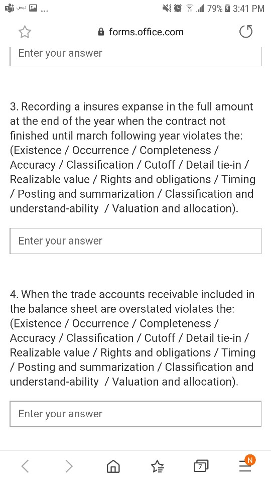  VOS 79% 3:41 PM A forms.office.com Enter your answer 3. Recording