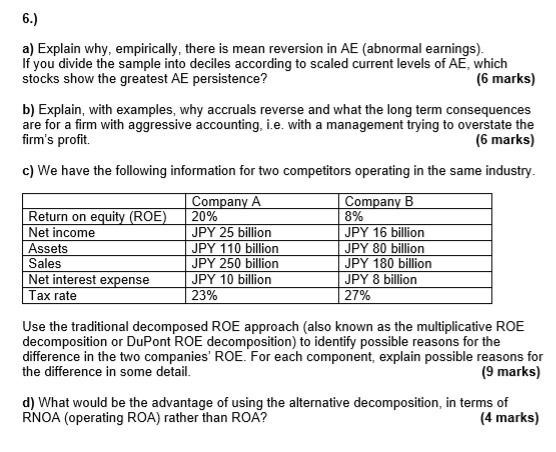 6.) 8% a) Explain why, empirically, there is mean reversion in