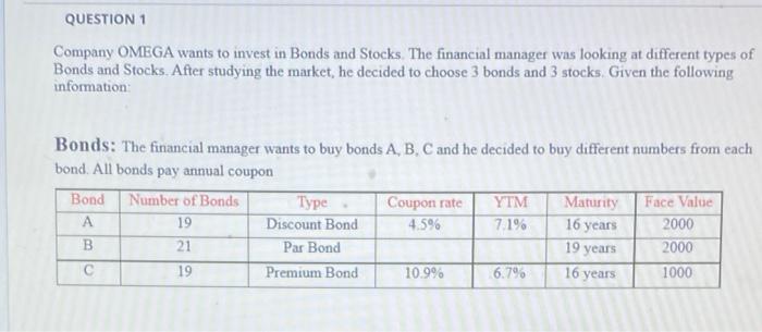 plaese solve it, i need it now QUESTION 1 Company OMEGA wants
