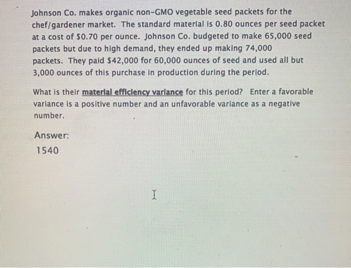can someone explain how this answer was found? Johnson Co. makes organic
