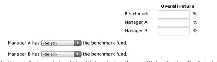 B) and a common benchmark portfolio: a) calculate (1) the overall return