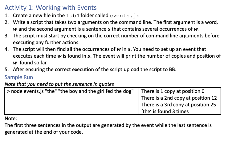  Activity 1: Working with Events Create a new file in the