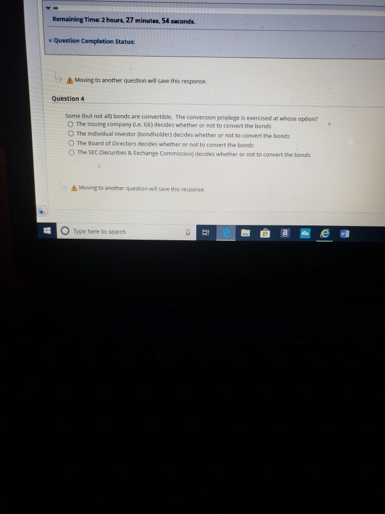  Remaining Time: 2 hours, 27 minutes, 54 seconds. v Question Completion