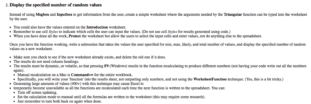 to help a user generate triangularly distributed random numbers that could be