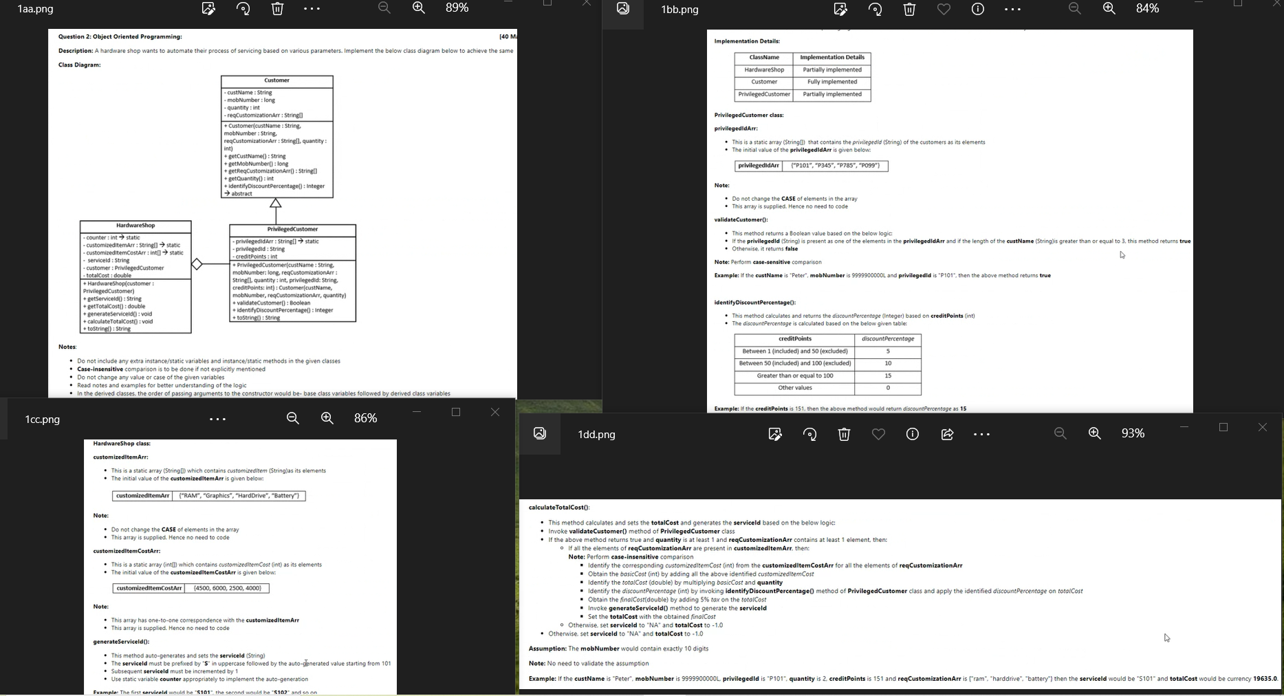 Java program. here is 1 program. 4 pictures. pictures' name are (1aa,