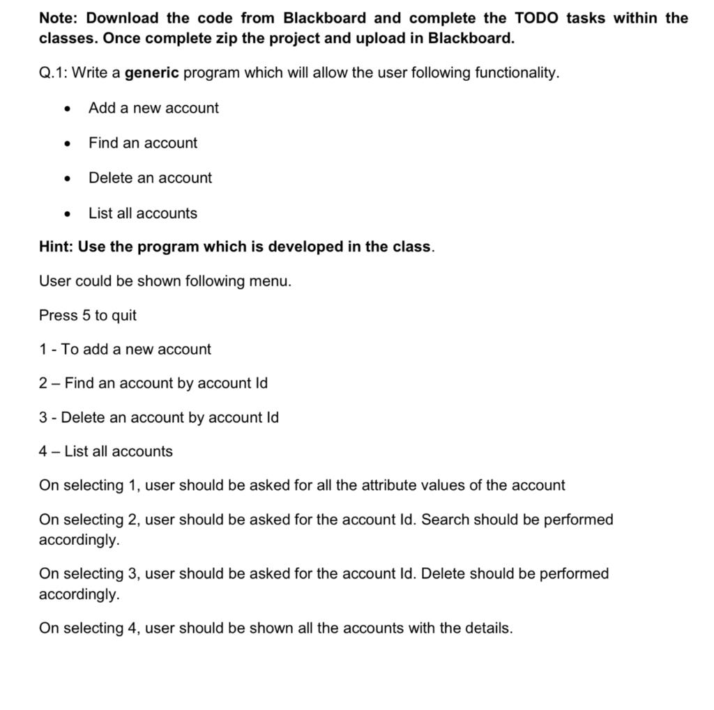 slight modification Account: public String tostring() f \} return "Account [ id