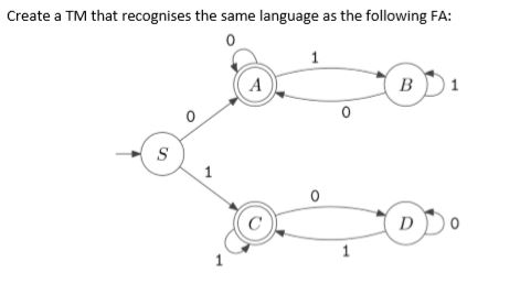  Create a TM that recognises the same language as the following