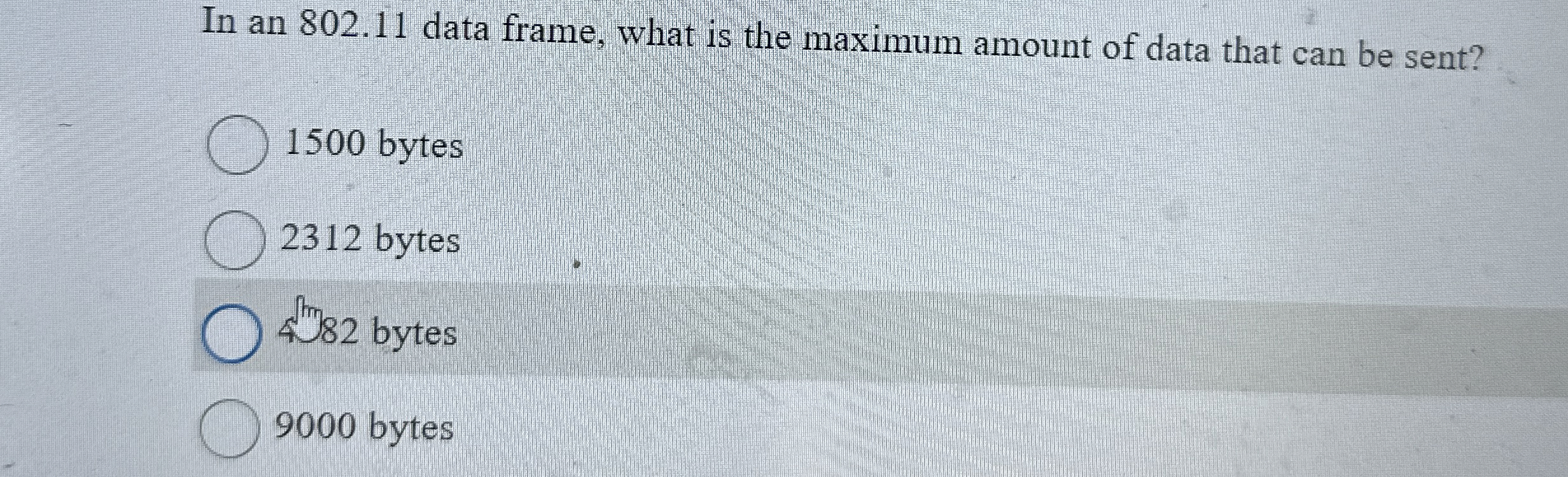  In an 802.11 data frame, what is the maximum amount of