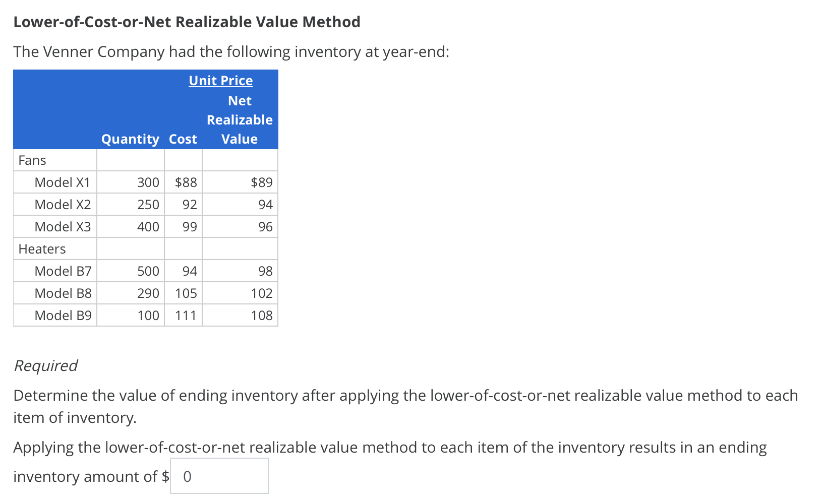 1. 2. 3. 4. Lower-of-Cost-or-Net Realizable Value Method The Venner Company had
