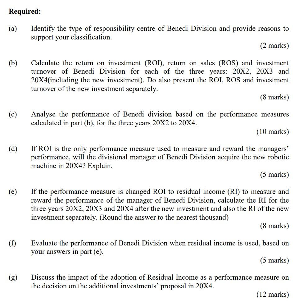 written thanks Benedi Division is one of the responsibility centres in Franz