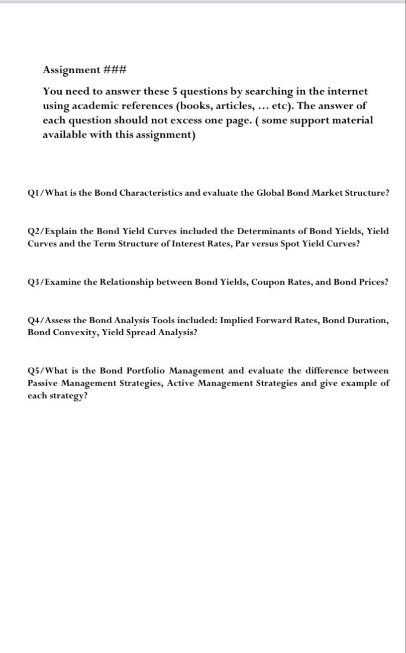 Assignment #\#\# You need to answer these 5 questions by searching