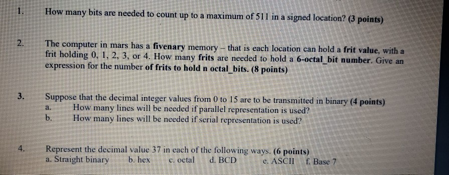 . How many bits are needed to count up to a