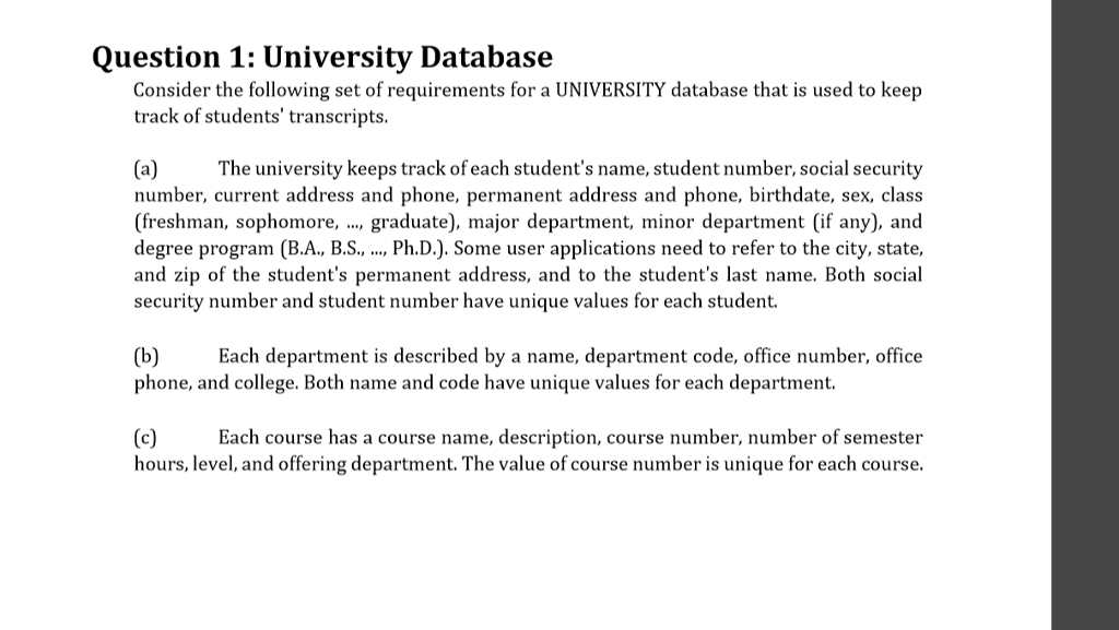 Please answer question 1 and read from A - E and design