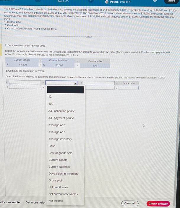 need help with 2 and 3 The 2017 and 2018 balance, shects