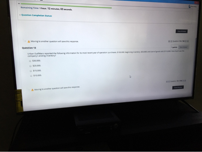  Remaining Time: 1 hour, 12 minutes. 03 seconds. Question Completion Status: