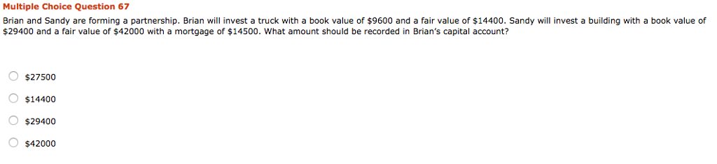  Multiple Choice Question 67 Brian and Sandy are forming a partnership.