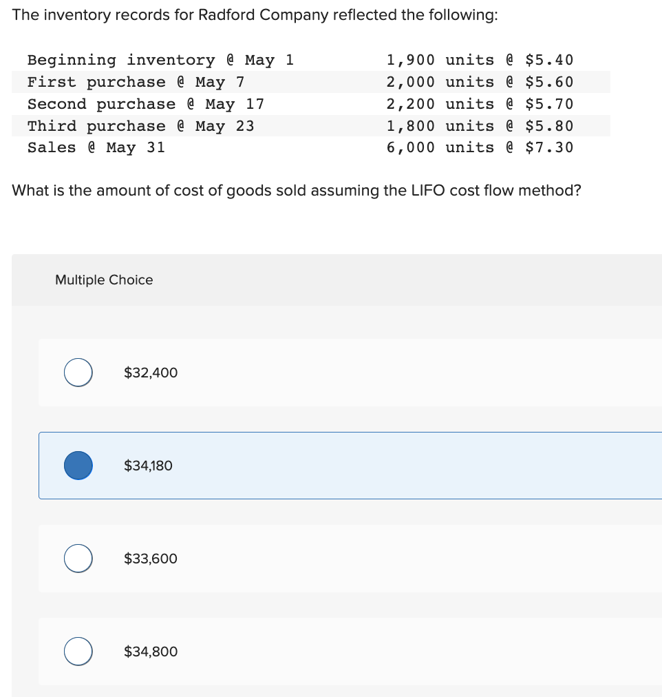 records for Radford Company reflected the following: If the company uses the