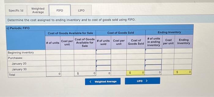 only preduct For specific identification. ending imventory conssts of 180 units from