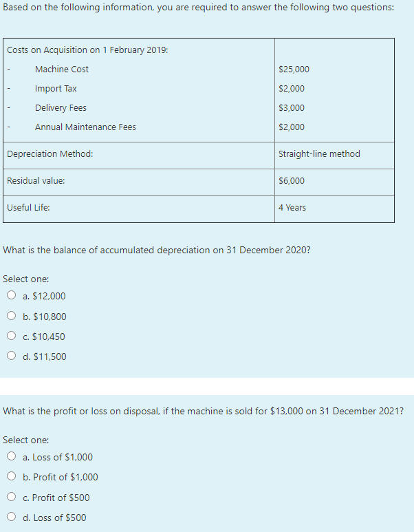 Based on the following information, you are required to answer the