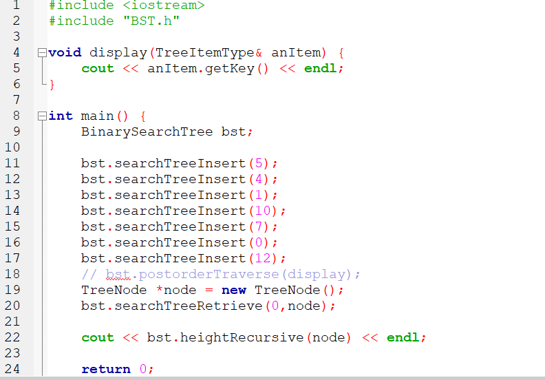 for all methods: No two items in a binary // search tree