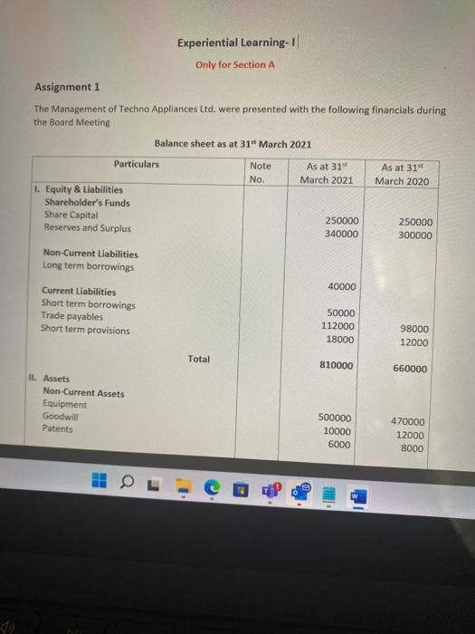 analysis needs to be prepared the assignment has 2 questions, the cash