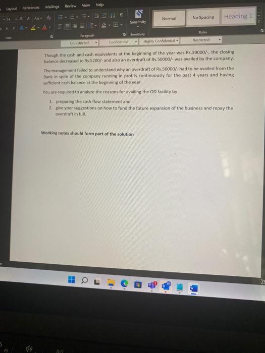 assignment is on Statement of Cash flows and Ratio Analysis. The template