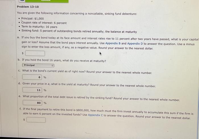  b d c You are given the following information concerning a