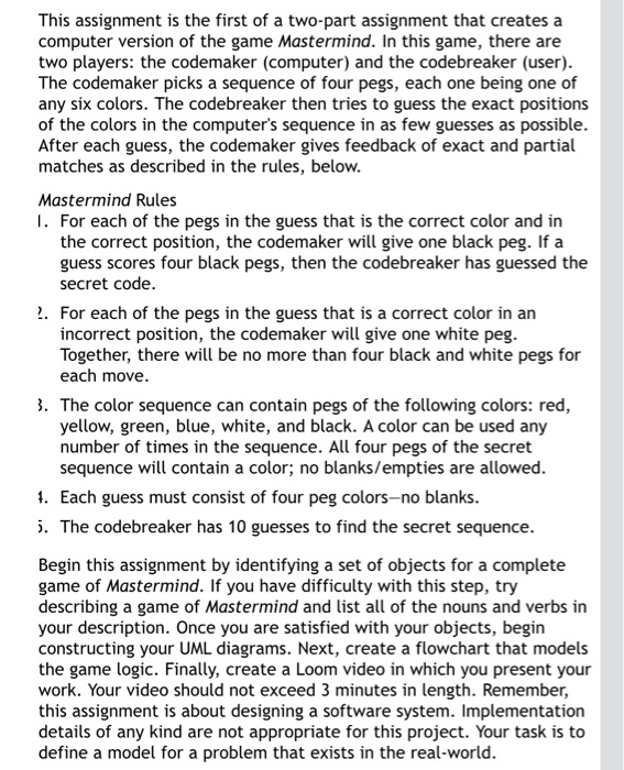 This assignment is the first of a two-part assignment that creates a