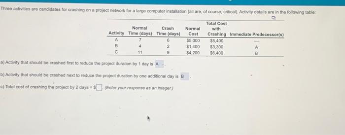 are fround your rosponse fo two decimal placos):" b) The expected completion