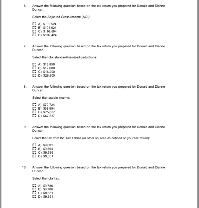 prepared for Donald and Dianne Duncan Which form should be used to