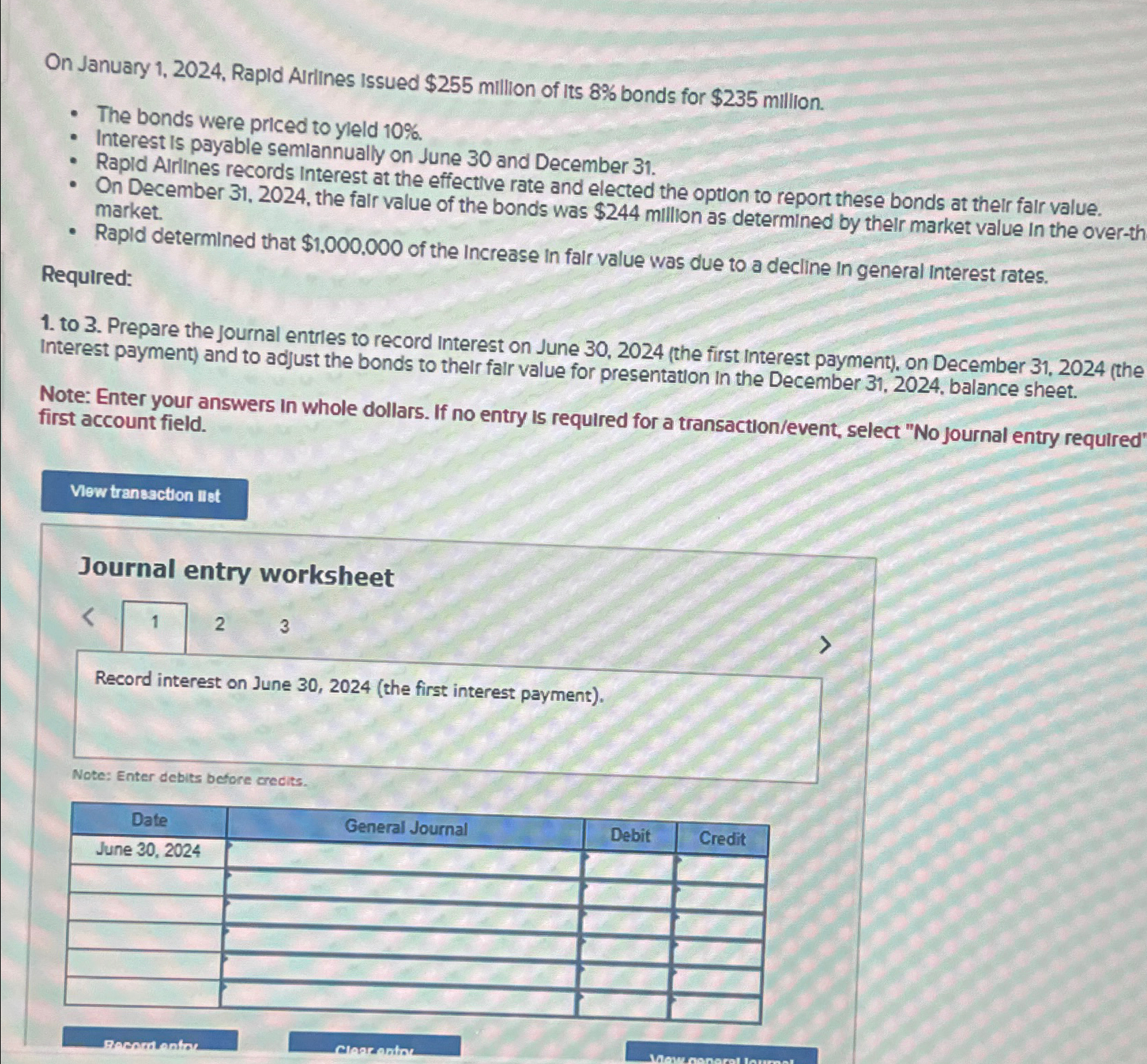  On January 1,2024, Rapid Airlines Issued $255 million of its 8%