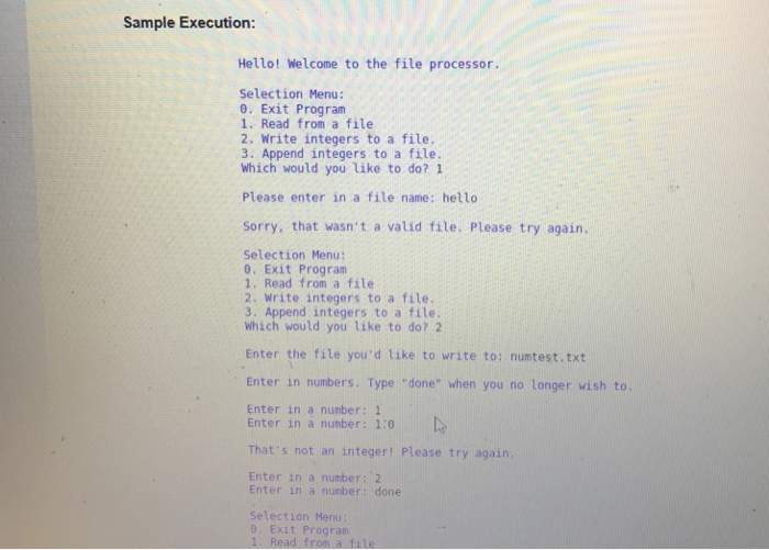 block for this one also #instructions output is below the user to