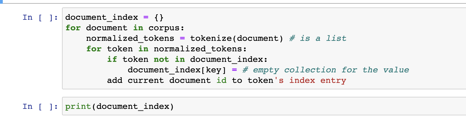 PYTHON PROBLEM For this problem, create a dictionary document_index that has the