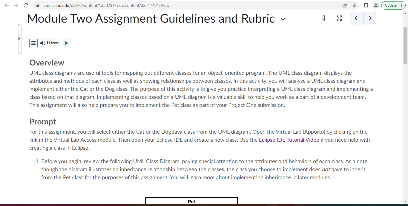  Module Two Assignment Guidelines and Rubric v Overview UML class diagrams